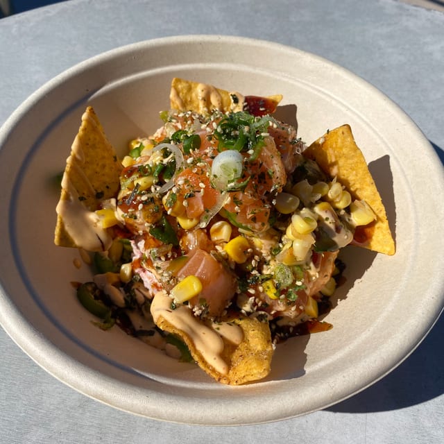 Spicy Salmon Nachos.